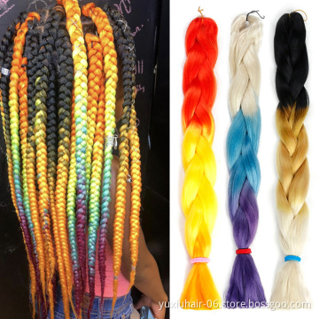 Synthetic Hair 41 Inches 165g Crochet Hair Black Brown Pink Long Jumbo Braid Crochet X pression ombre Braiding Hair